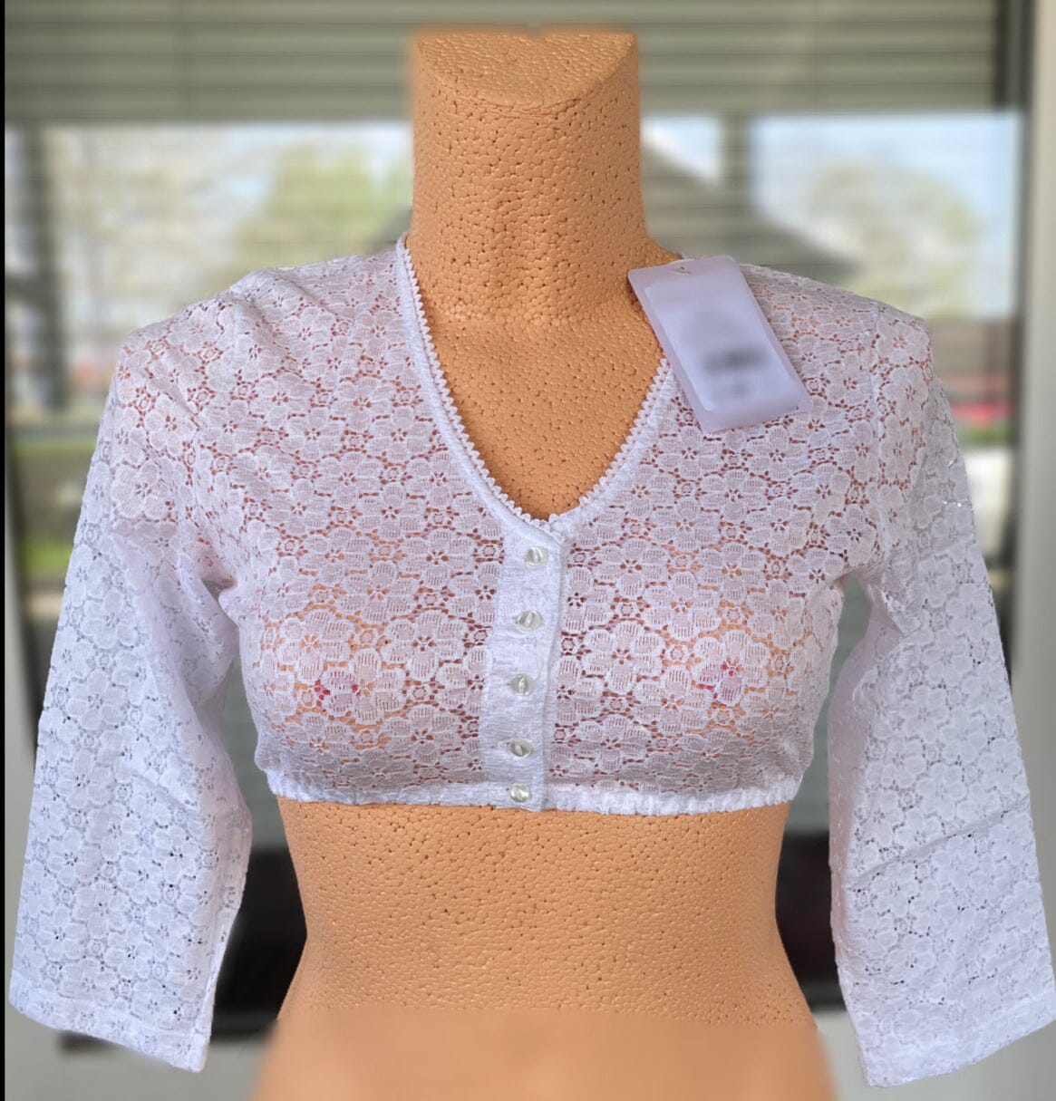 Dirndlbluse Nina von C., Muriel, weiß, 3/4 Arm, V-Ausschnitt Dirndlblusen Nina von C.