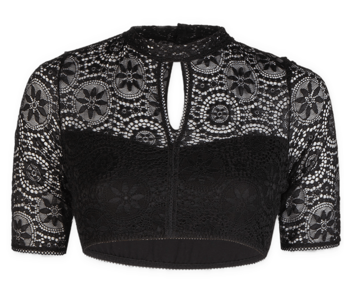 Dirndlbluse Nina von C., schwarz, halbarm, Maria, hochgeschlossen Dirndlblusen Nina von C.