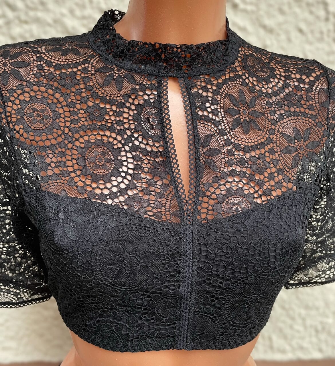 Dirndlbluse Nina von C., schwarz, halbarm, Maria, hochgeschlossen Dirndlblusen Nina von C.