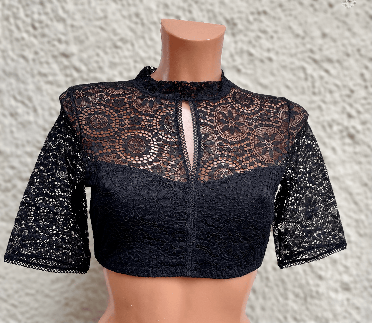 Dirndlbluse Nina von C., schwarz, halbarm, Maria, hochgeschlossen Dirndlblusen Nina von C.