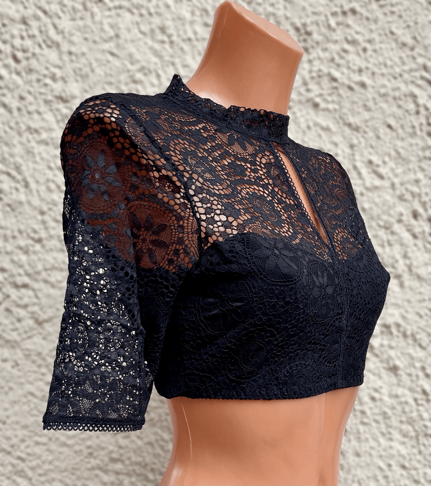 Dirndlbluse Nina von C., schwarz, halbarm, Maria, hochgeschlossen Dirndlblusen Nina von C.