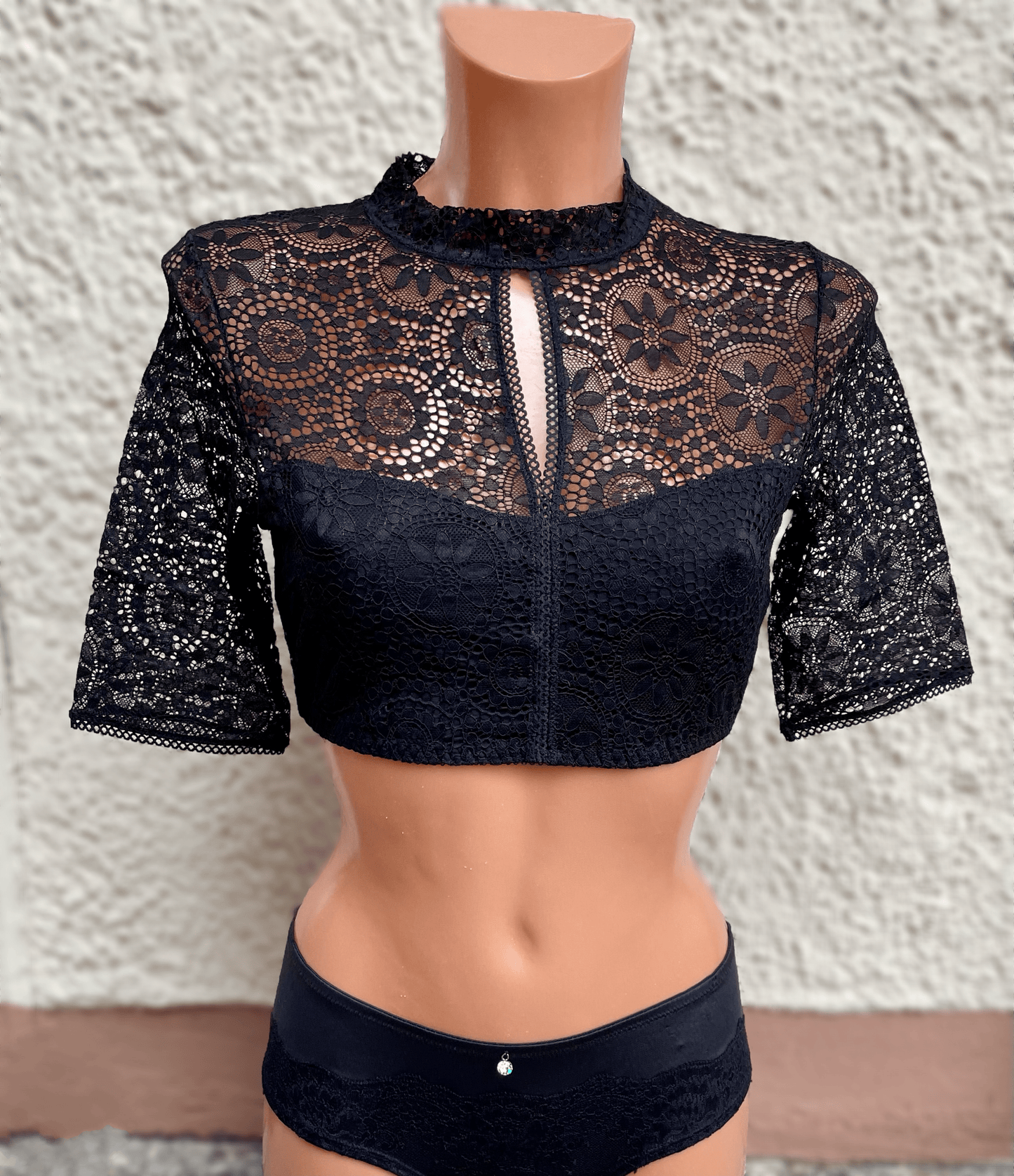 Dirndlbluse Nina von C., schwarz, halbarm, Maria, hochgeschlossen Dirndlblusen Nina von C.