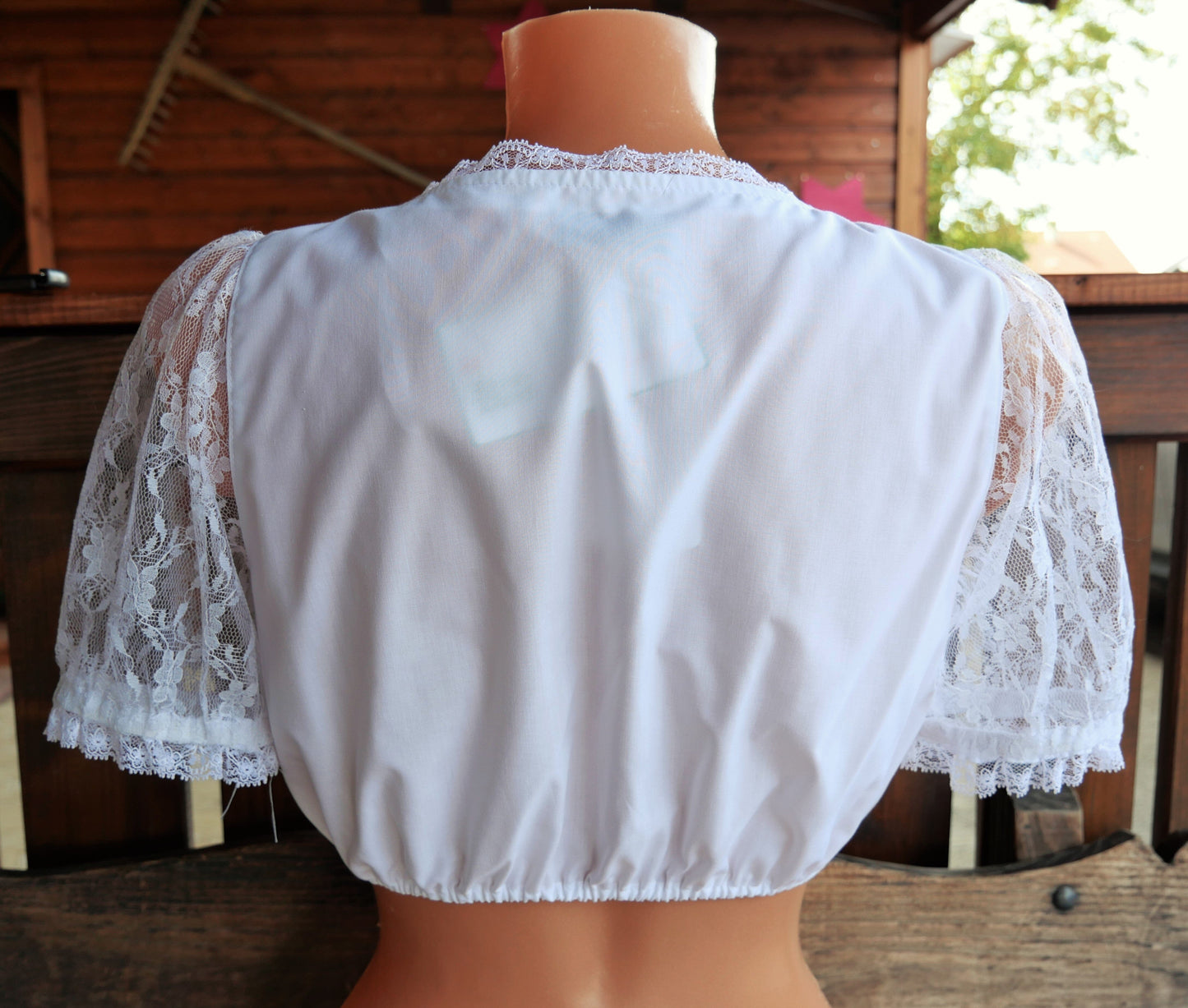 Dirndlbluse Rose Blusen, weiß, Knöpfe, halbarm, Spitzenärmel Dirndlblusen Rose Blusen