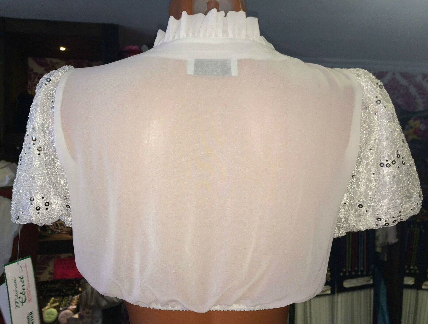Dirndlbluse Rose Blusen, weiß, Pailletten, Zugband Dirndlblusen Rose Blusen