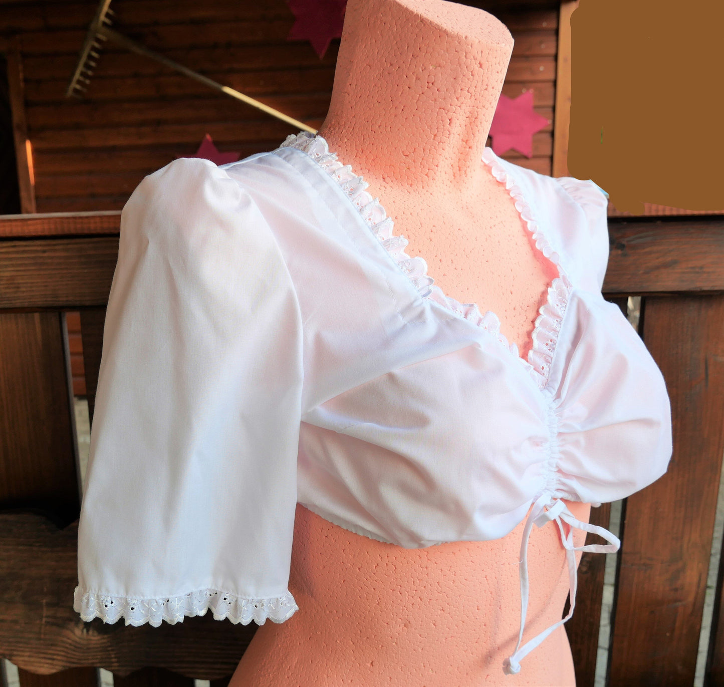 Dirndlbluse Rose Blusen, weiß, Zugband, halbarm Dirndlblusen Rose Blusen