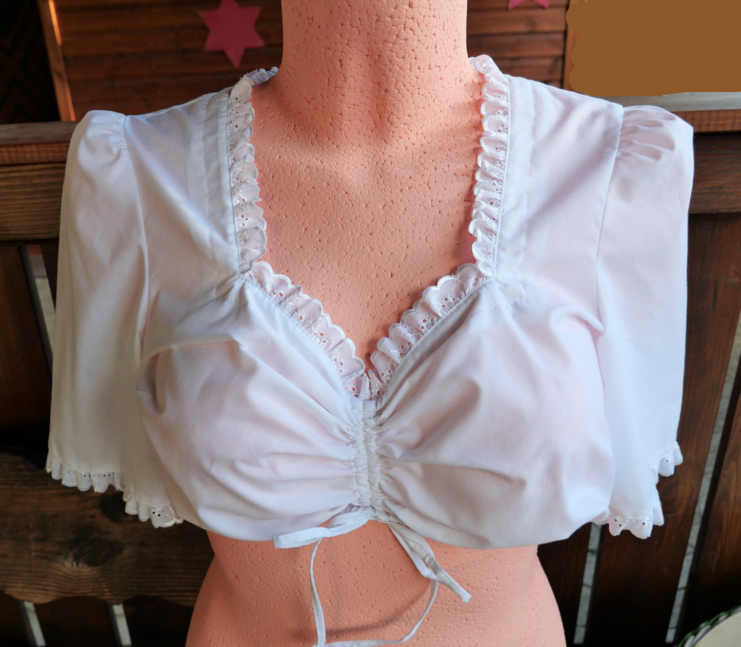 Dirndlbluse Rose Blusen, weiß, Zugband, halbarm Dirndlblusen Rose Blusen