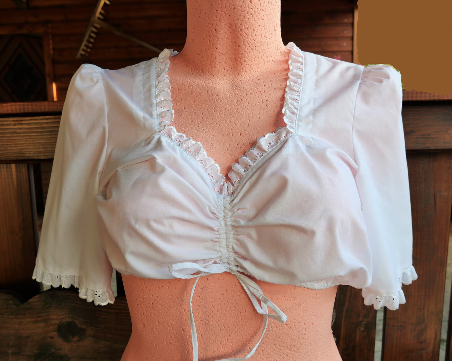 Dirndlbluse Rose Blusen, weiß, Zugband, halbarm Dirndlblusen Rose Blusen