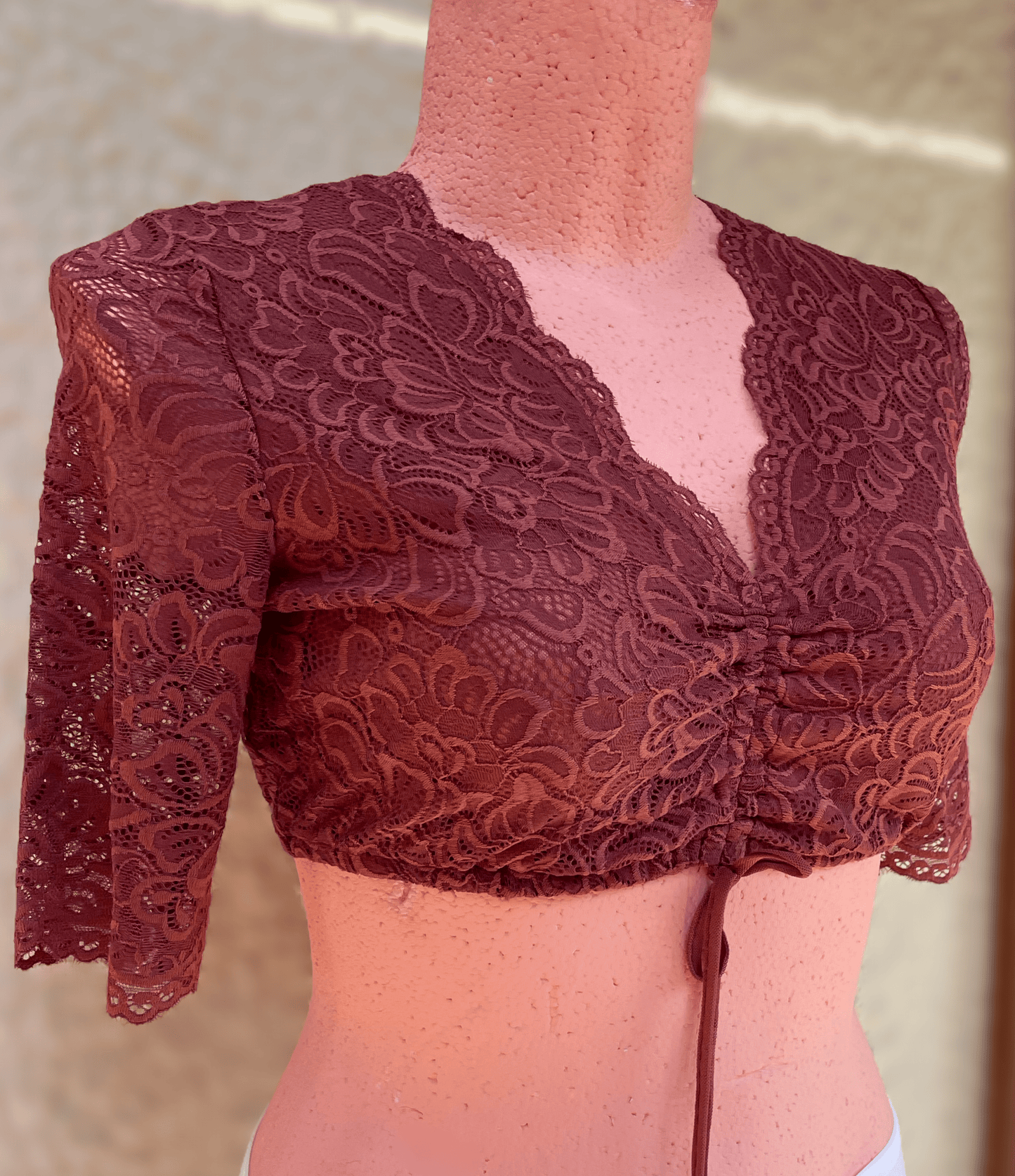 Dirndlbluse Spieth & Wensky Ansbach, rost orange Spitze Dirndlblusen Spieth & Wensky