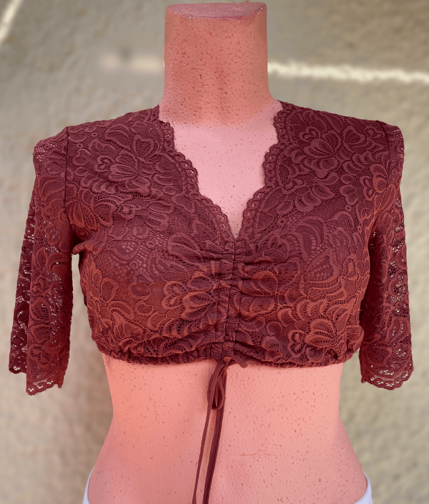 Dirndlbluse Spieth & Wensky Ansbach, rost orange Spitze Dirndlblusen Spieth & Wensky