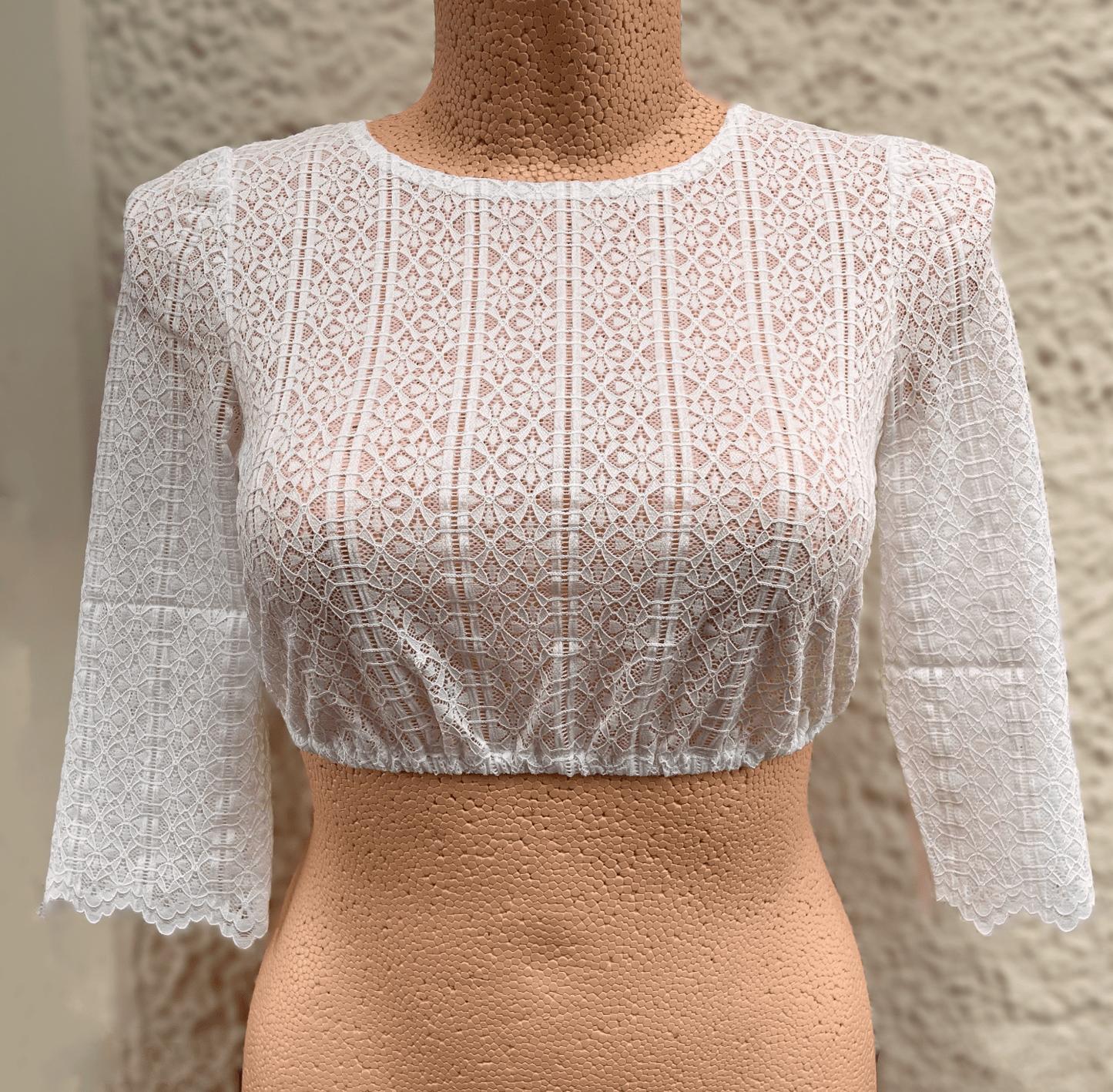Dirndlbluse, Spieth & Wensky Dria, offwhite, hochgeschlossen, 3/4 Arm Dirndlblusen Spieth & Wensky