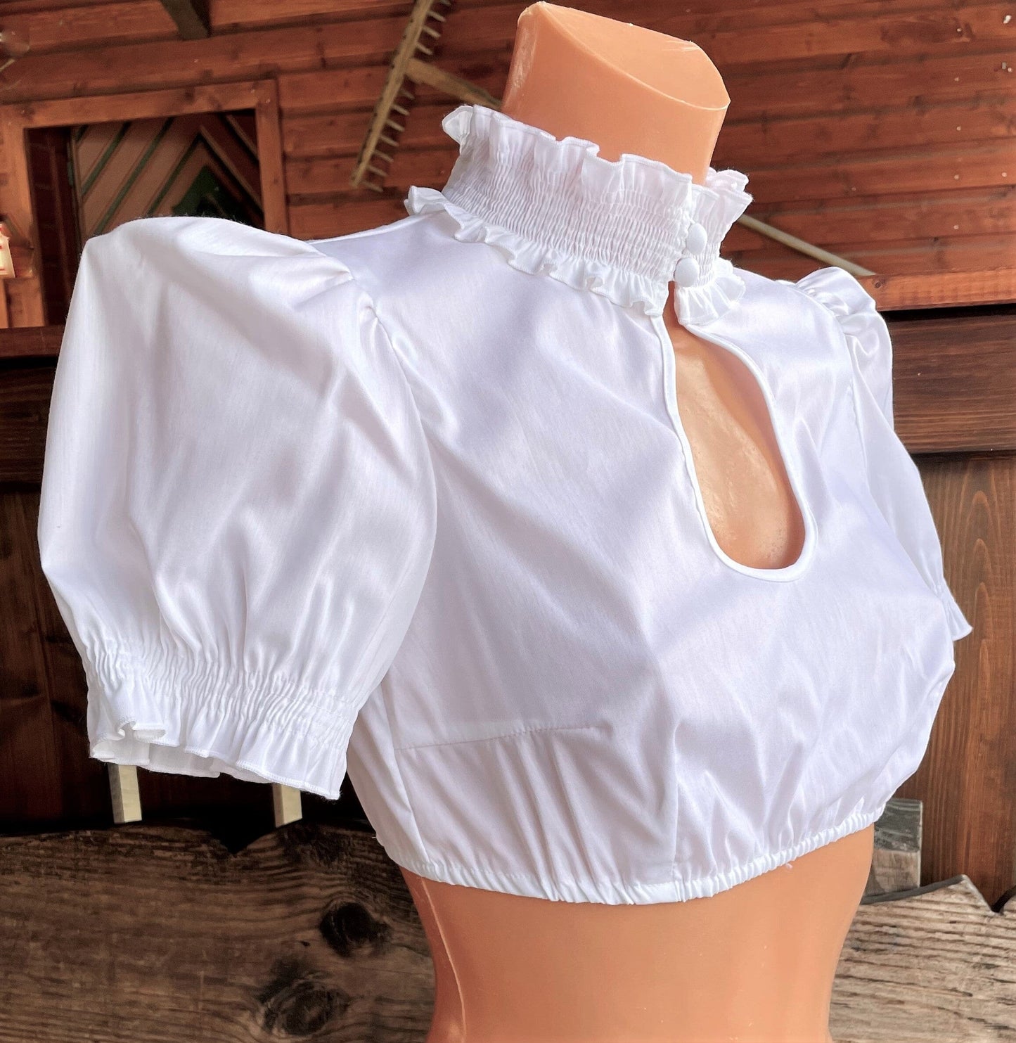 Dirndlbluse Sportalm, Doreen, weiß, kurzarm, hochgeschlossen, Gr. 32 Dirndlblusen Sportalm