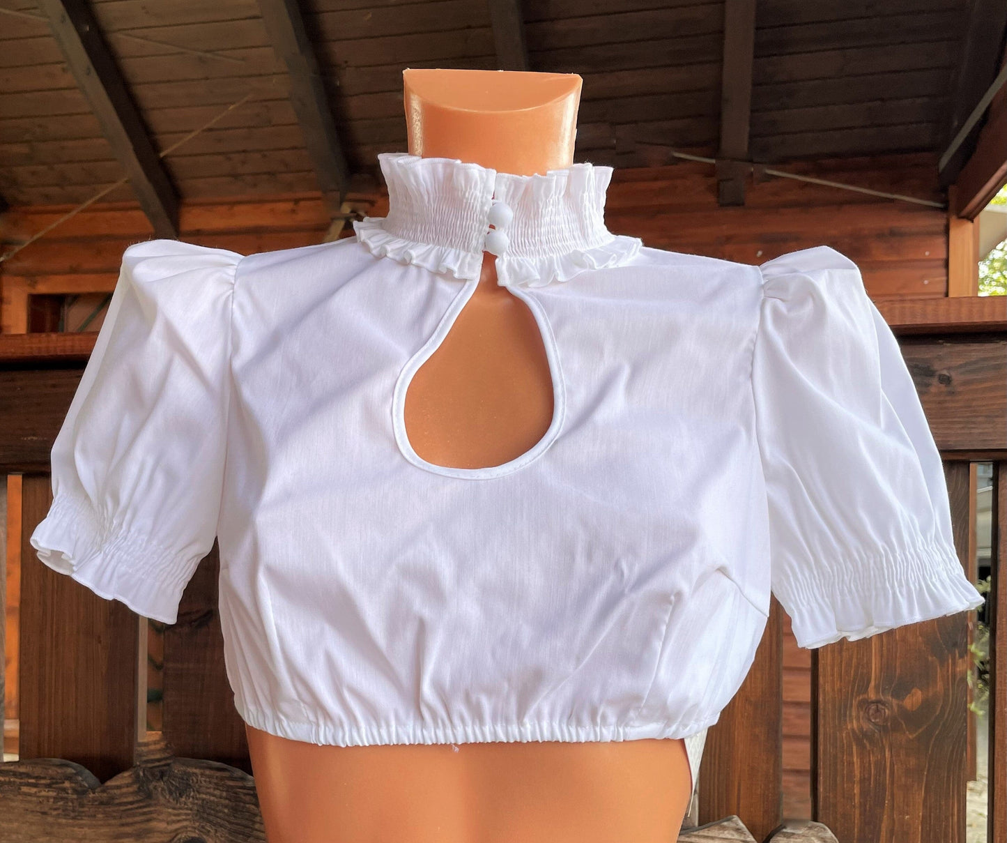 Dirndlbluse Sportalm, Doreen, weiß, kurzarm, hochgeschlossen, Gr. 32 Dirndlblusen Sportalm