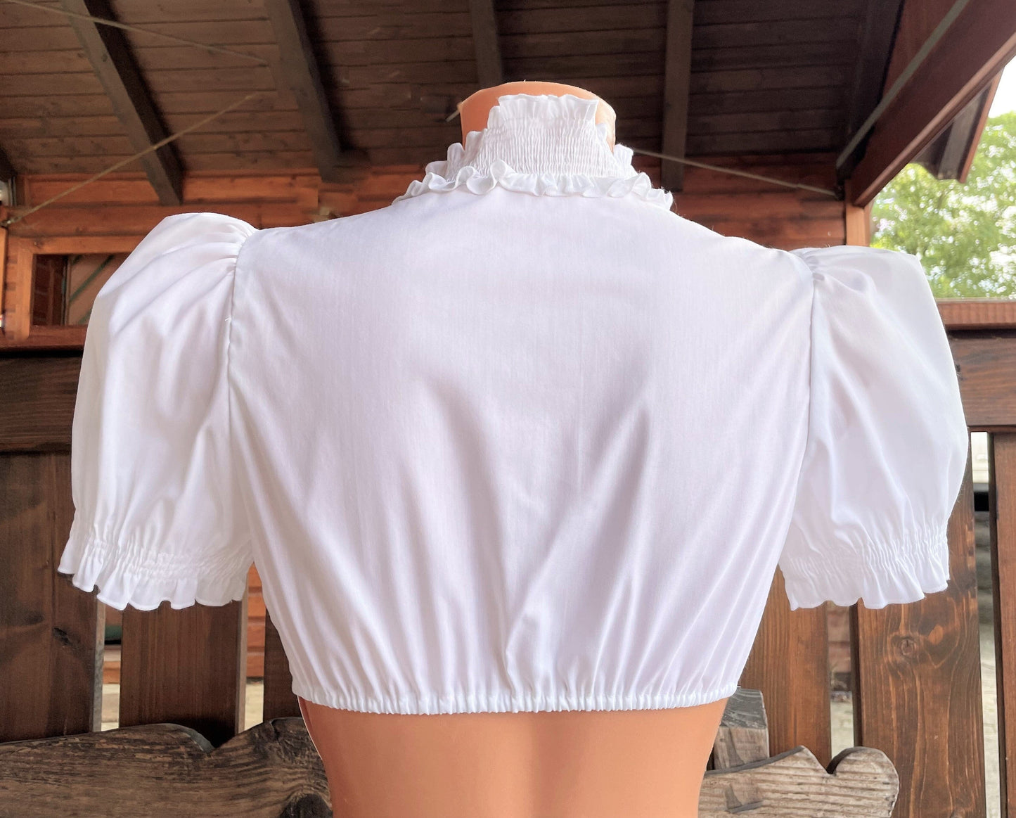 Dirndlbluse Sportalm, Doreen, weiß, kurzarm, hochgeschlossen, Gr. 32 Dirndlblusen Sportalm