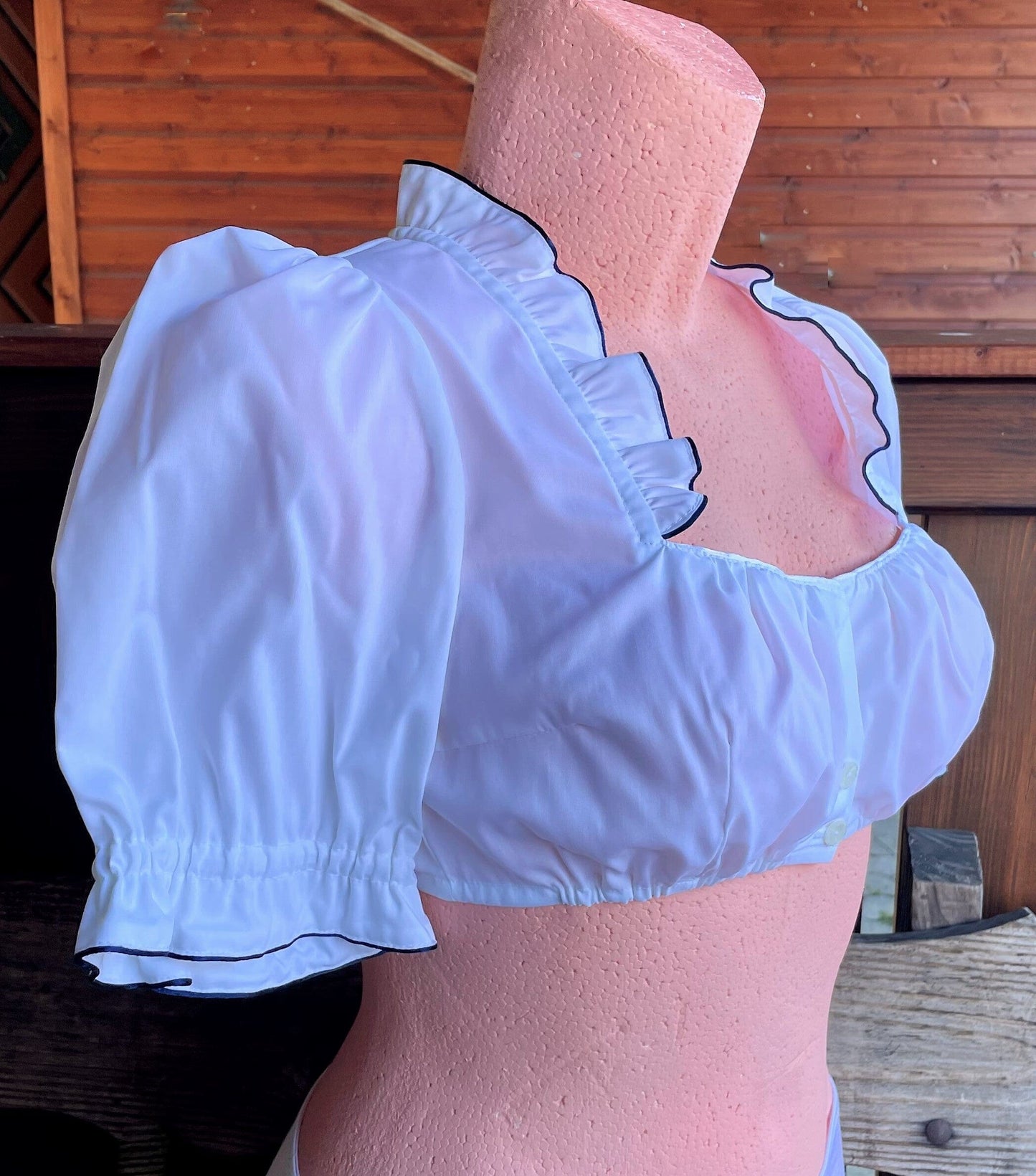 Dirndlbluse Sportalm, Gerti blau, weiß, halbarm, Knöpfe Dirndlblusen Sportalm