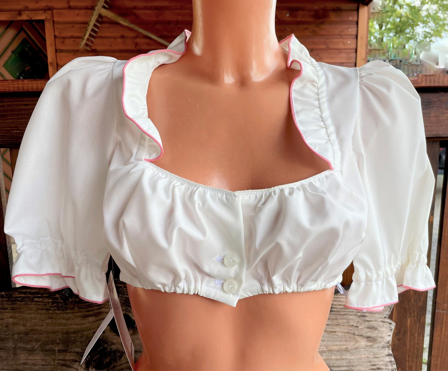 Dirndlbluse Sportalm, Gertrude rosa, ecru, halbarm, Knöpfe Dirndlblusen Sportalm