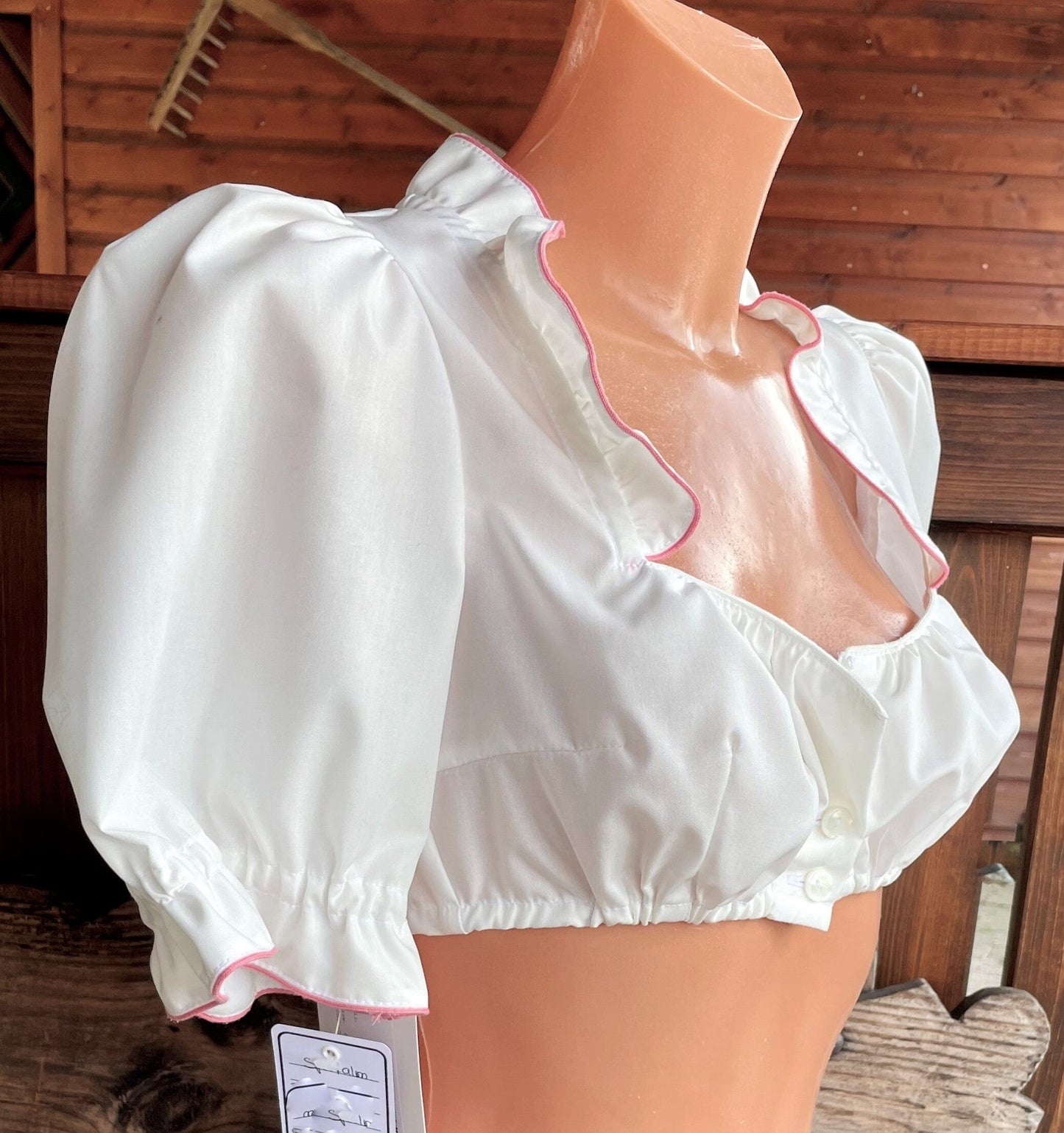 Dirndlbluse Sportalm, Gertrude rosa, ecru, halbarm, Knöpfe Dirndlblusen Sportalm