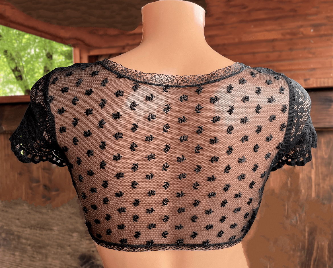 Dirndlbluse Sportalm, Mabel, schwarz, kurzarm, V- Ausschnitt Dirndlblusen Sportalm