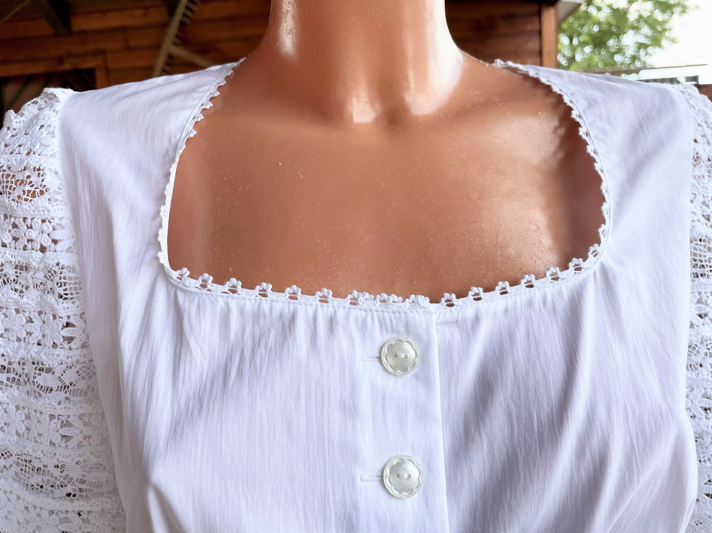 Dirndlbluse Sportalm, Manu, weiß, 3/4 Arm, Spitze, Knöpfe Dirndlblusen Sportalm
