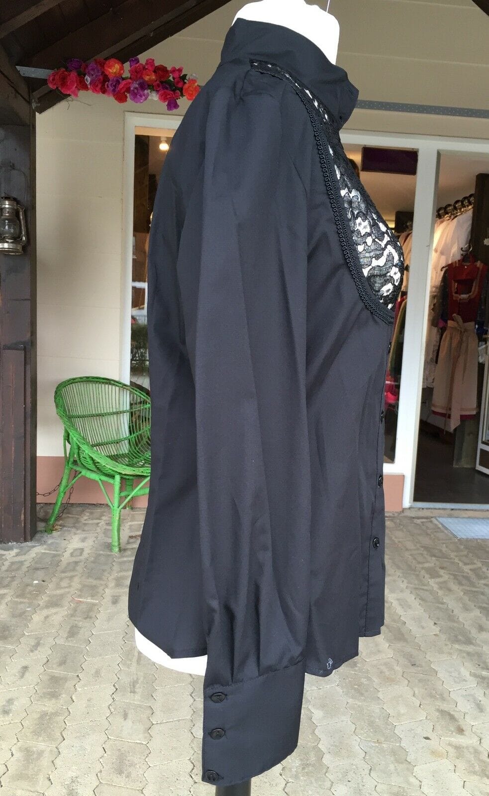 Dirndlbluse, Trachtenbluse Kinga Mathe, Karla, schwarz, Spitze Dirndlblusen Kinga Mathe