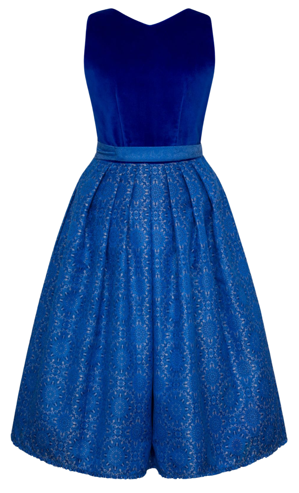 Dirndl Alpenfee, Elisabeth, Samt dunkelblau, royalblau 75 cm