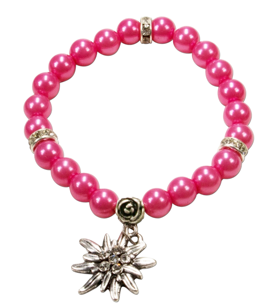 Trachten Armband Fiona, pink, Perlen, Edelweiß