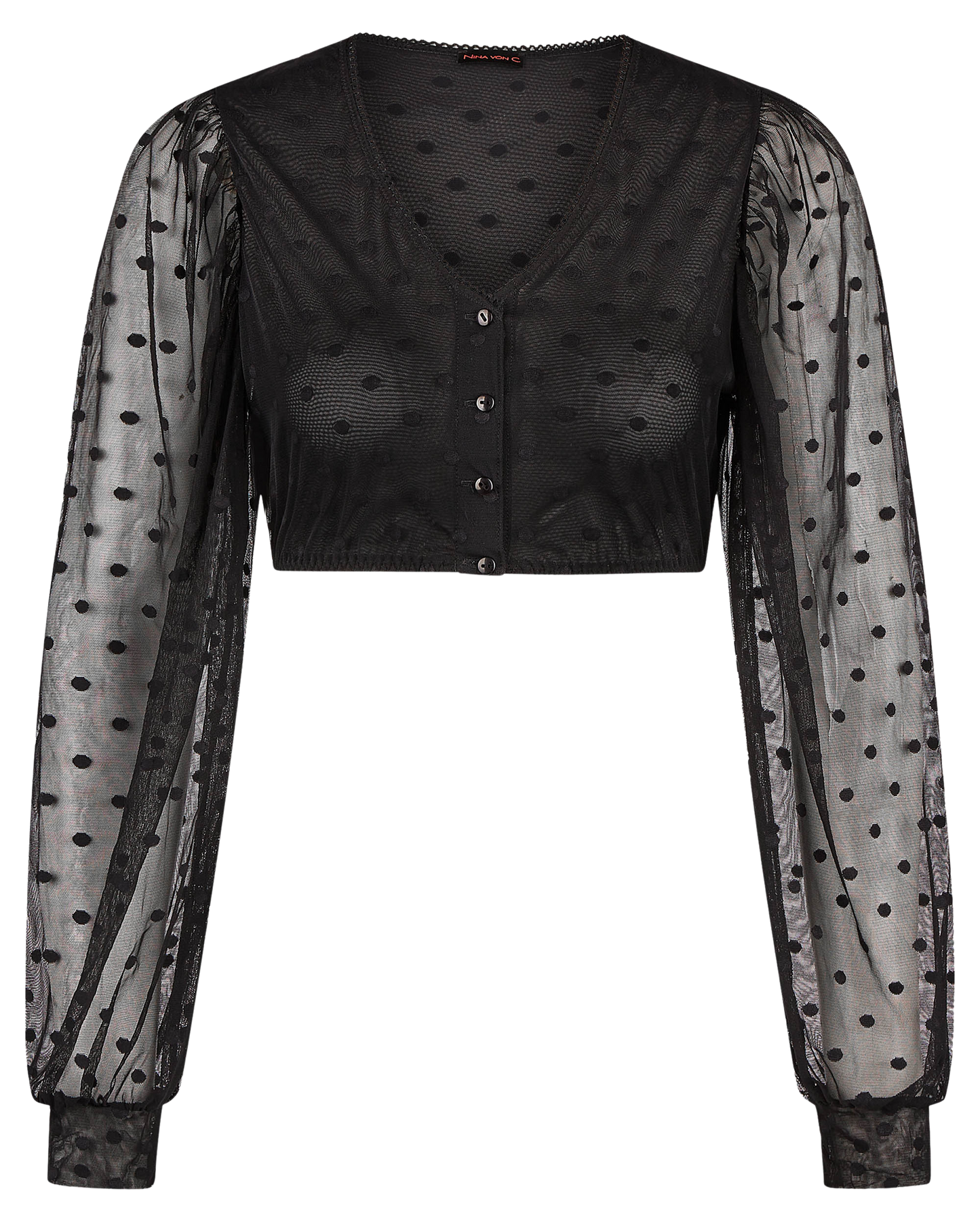 Dirndlbluse Nina von C., Justine, schwarz, Spitze, langarm