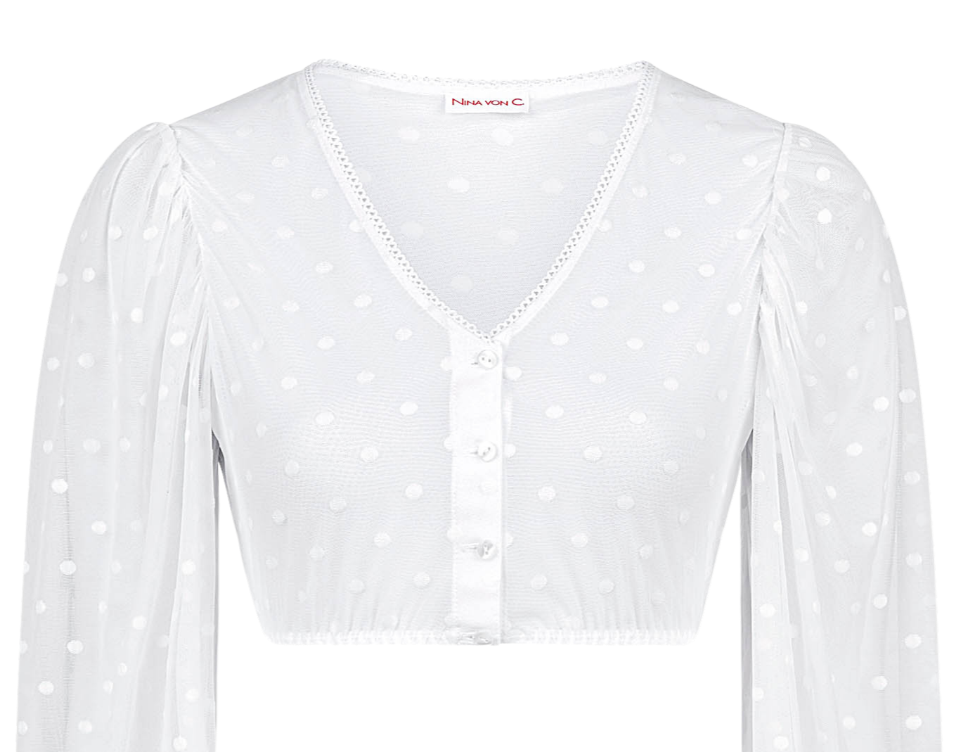 Dirndlbluse Nina von C., Justine, weiß, Spitze, langarm