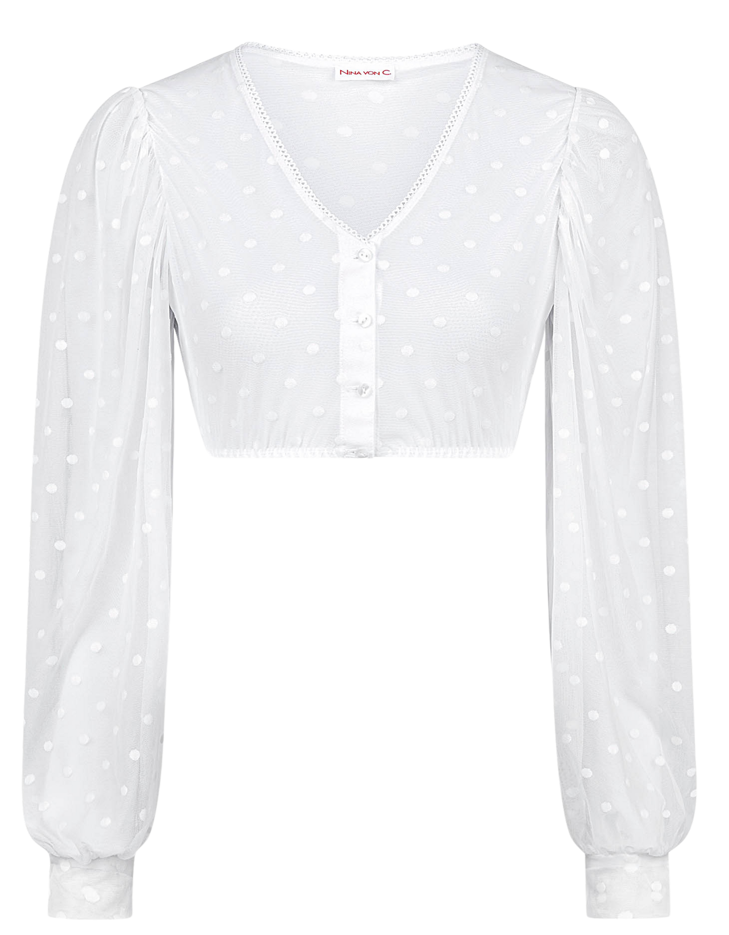 Dirndlbluse Nina von C., Justine, weiß, Spitze, langarm