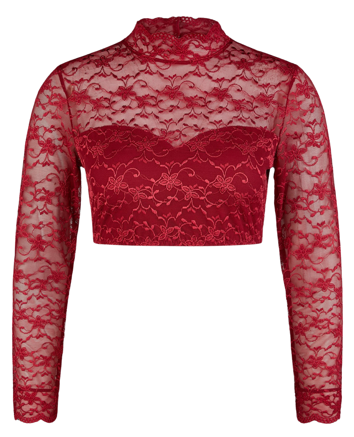 Dirndlbluse Nina von C., Elvira, bordeaux, langarm, hochgeschlossen