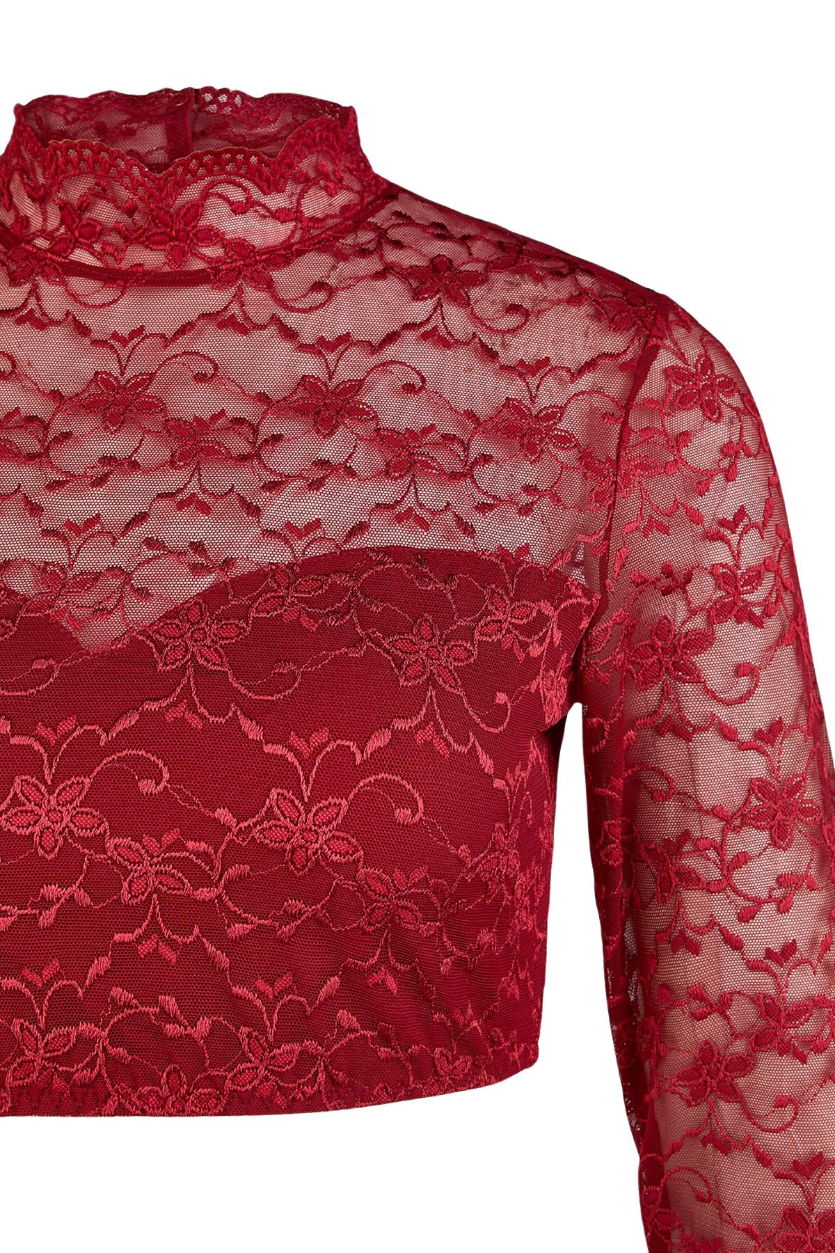 Dirndlbluse Nina von C., Elvira, bordeaux, langarm, hochgeschlossen