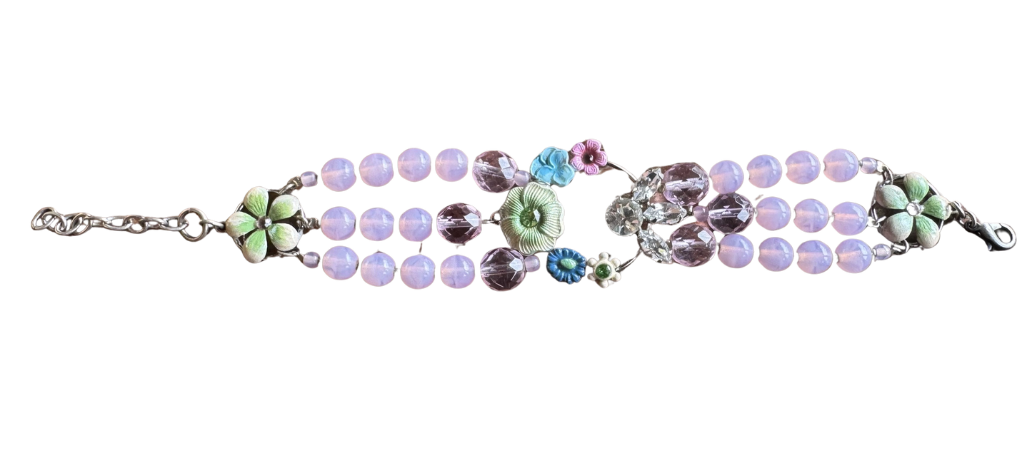 Trachten Armband, rosa, Perlen, pink, Blumen