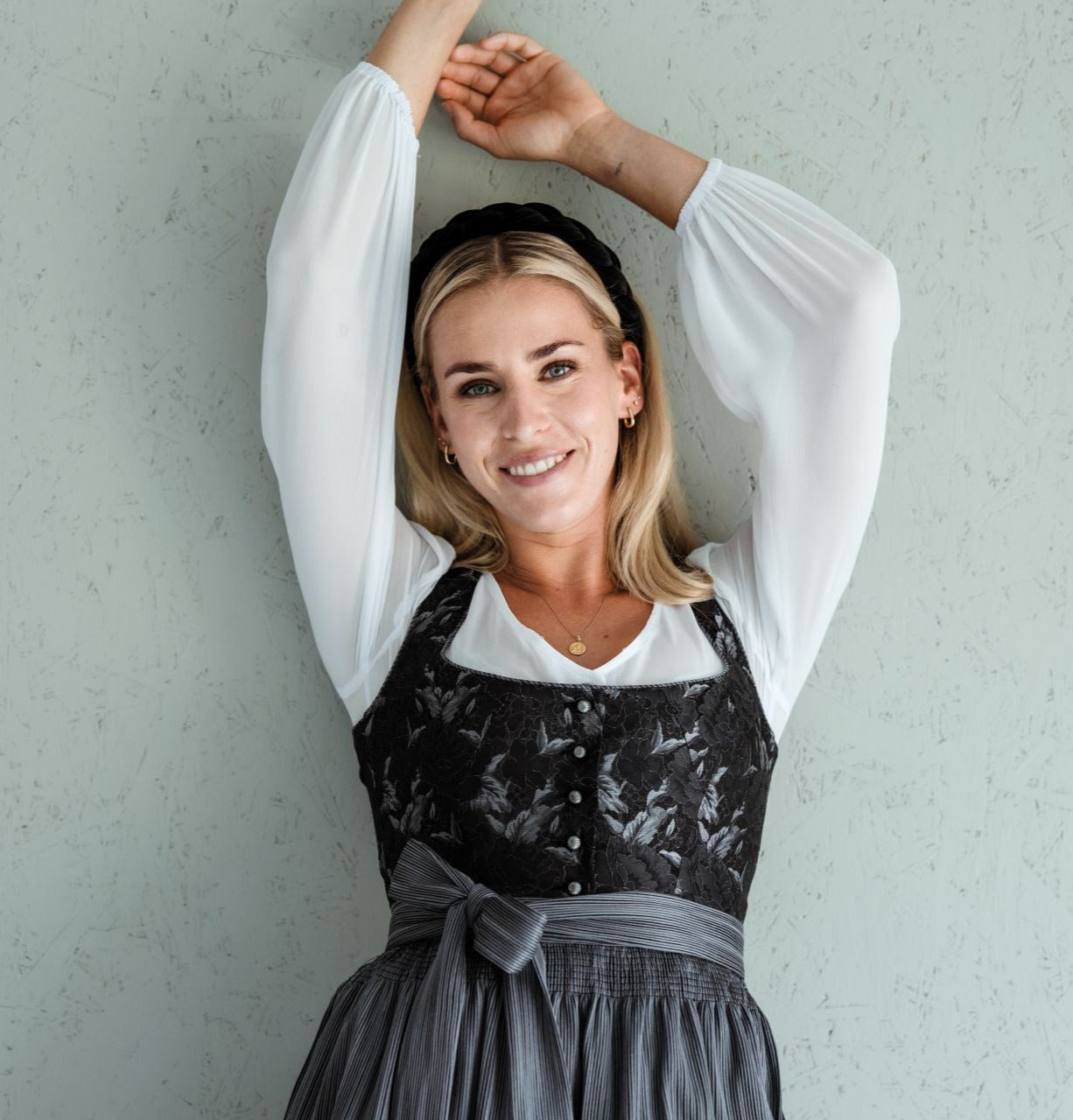 Dirndlbluse Alpenfee, Fenja, langarm, weiß, Chiffon