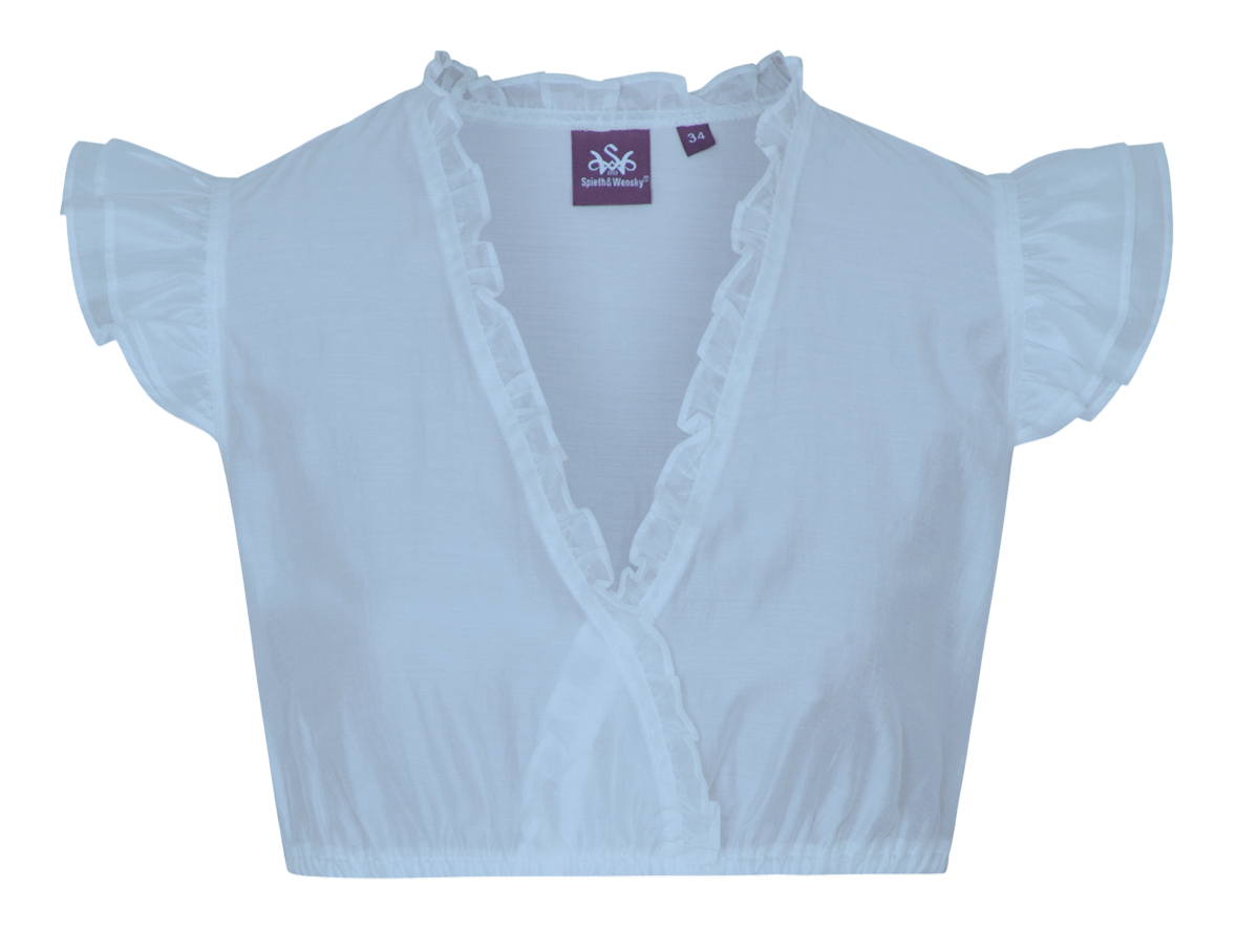 Dirndlbluse, Spieth & Wensky, hellblau, Fran Chiffon Flügelärmel