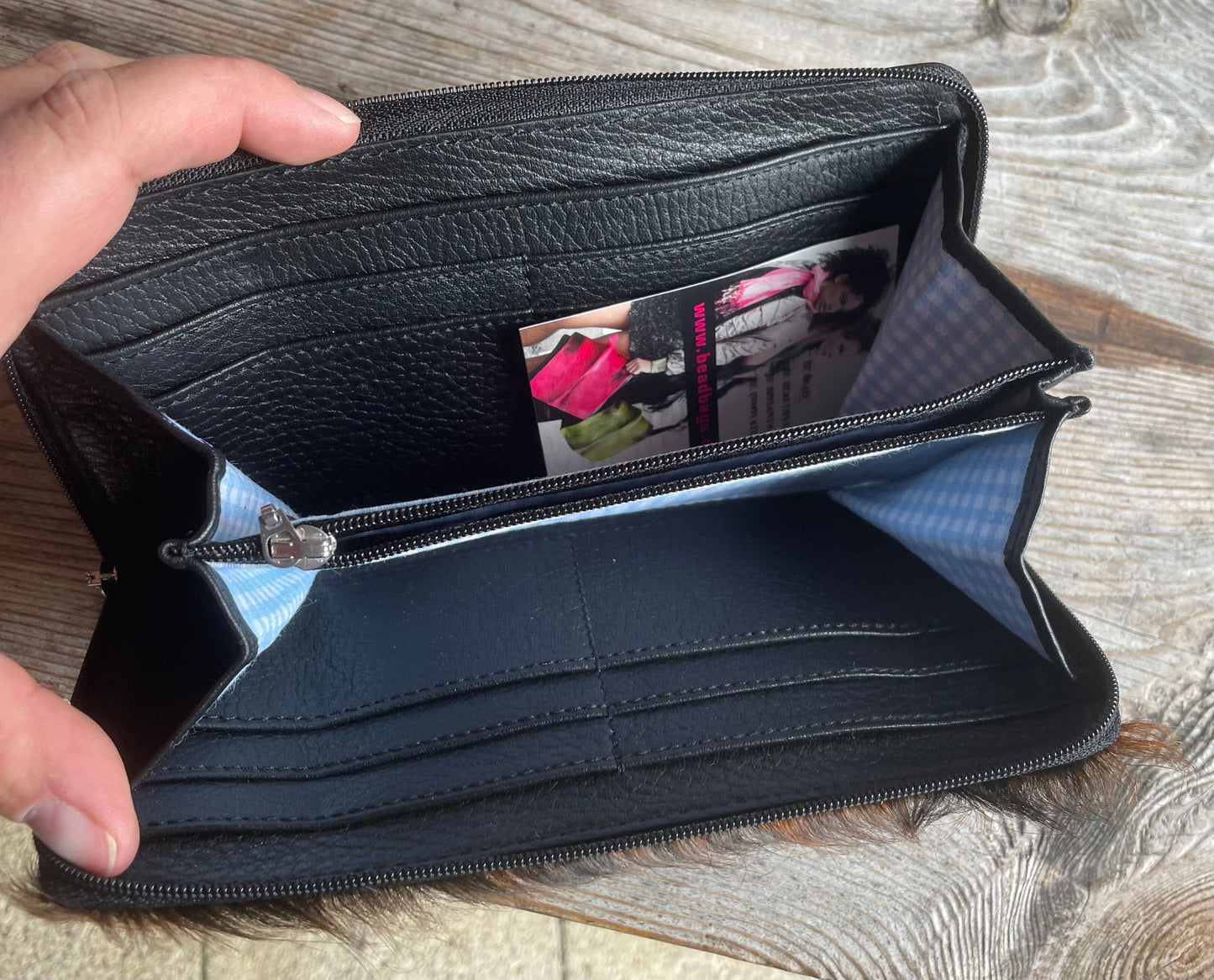 Geldbörse, Geldbeutel, Beadbags, Gamsfell, schwarz Accessoires Beadbags