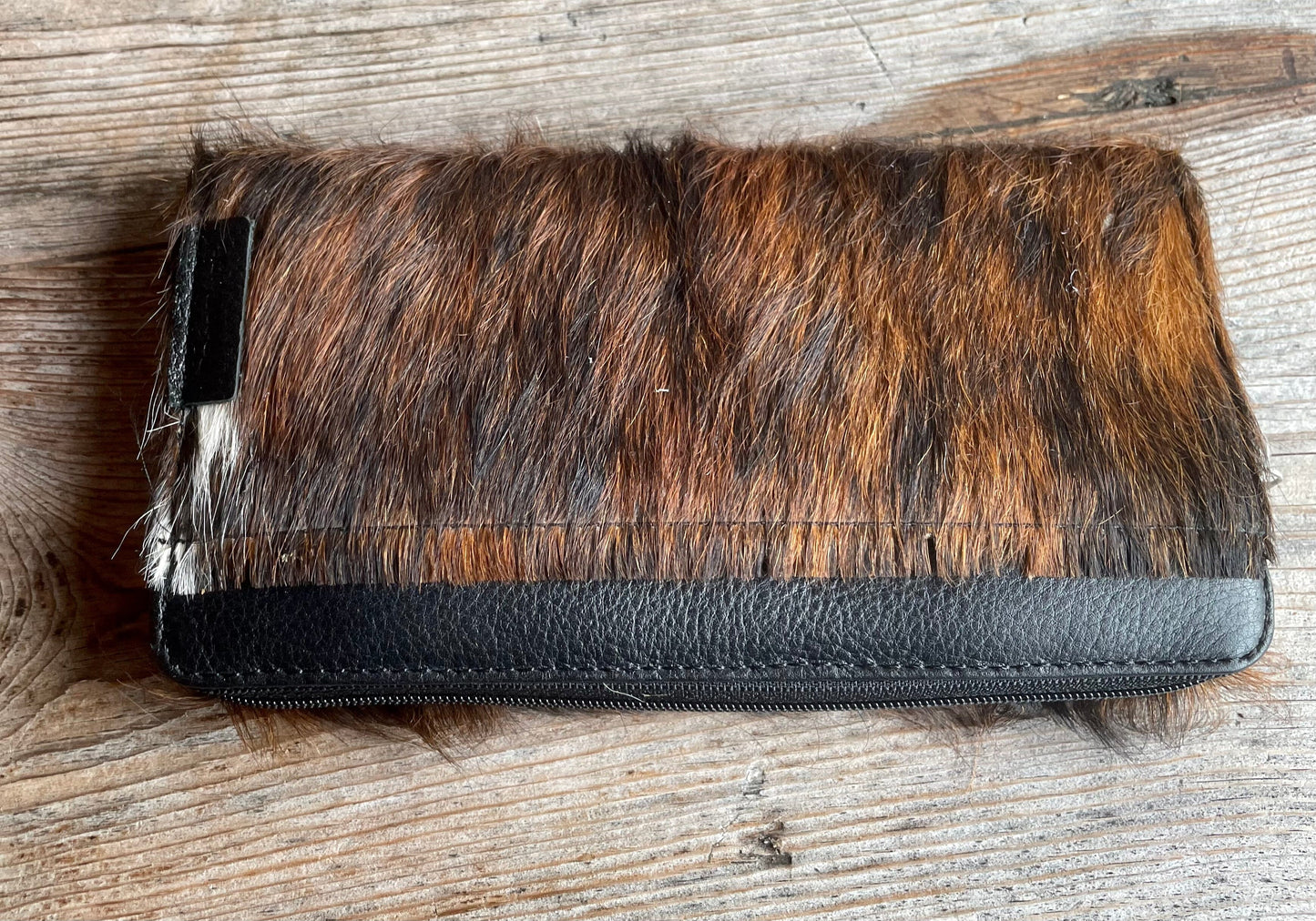 Geldbörse, Geldbeutel, Beadbags, Gamsfell, schwarz Accessoires Beadbags
