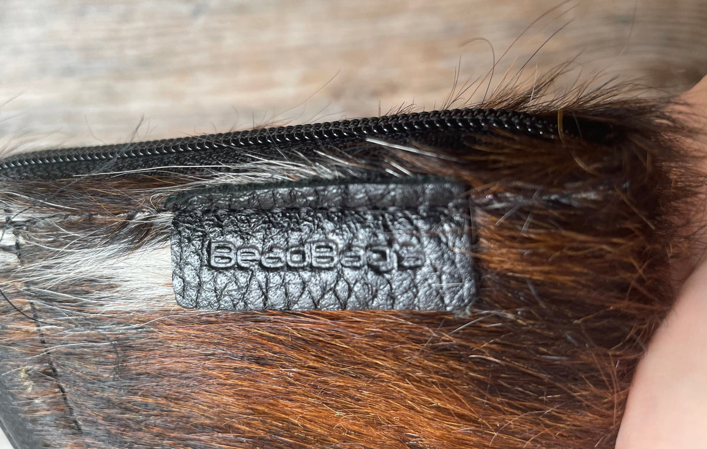 Geldbörse, Geldbeutel, Beadbags, Gamsfell, schwarz Accessoires Beadbags