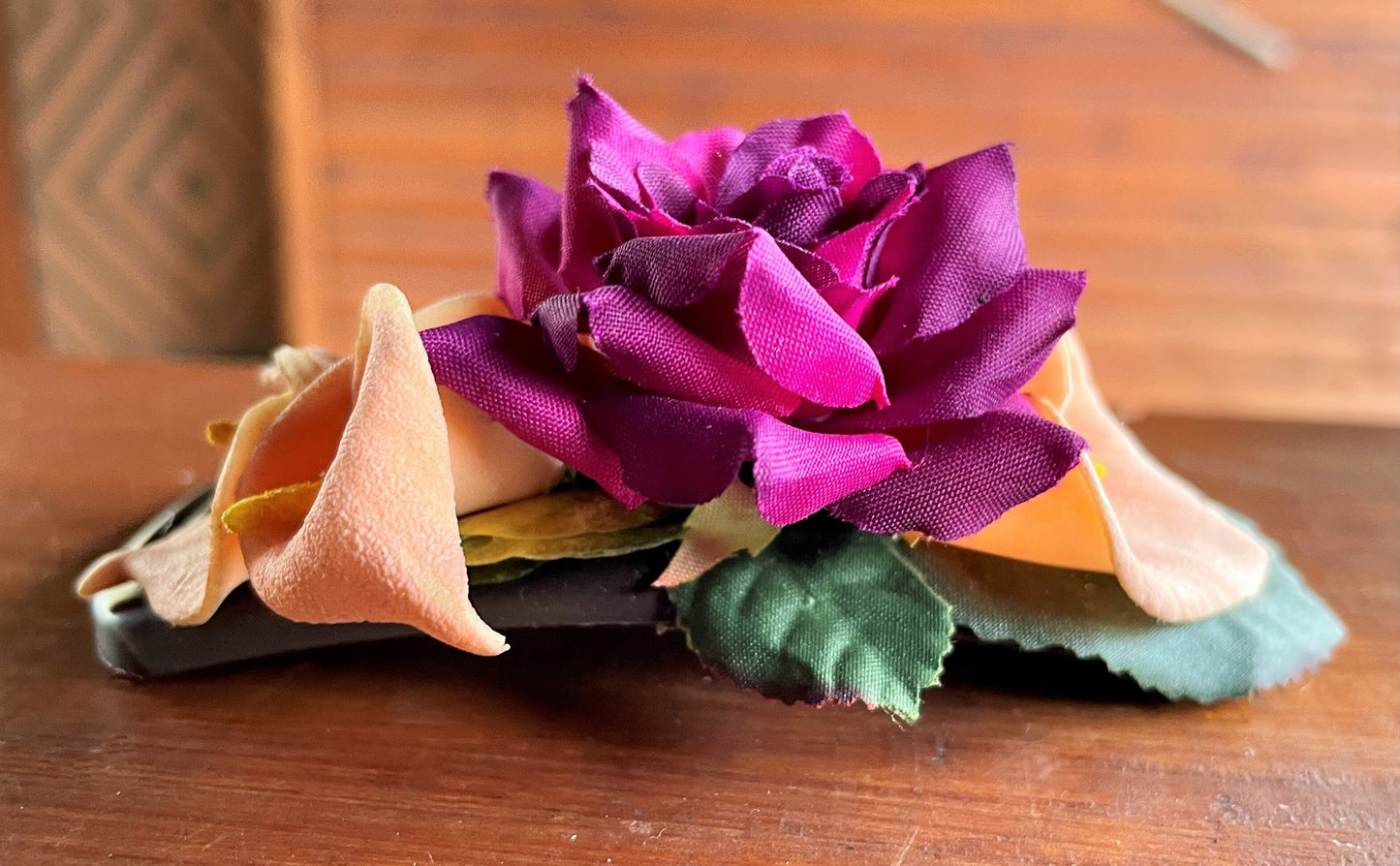 Haarschmuck, Haarkamm, Braut, Dirndl, Blüten, orange lila Haarschmuck Alpenwahn
