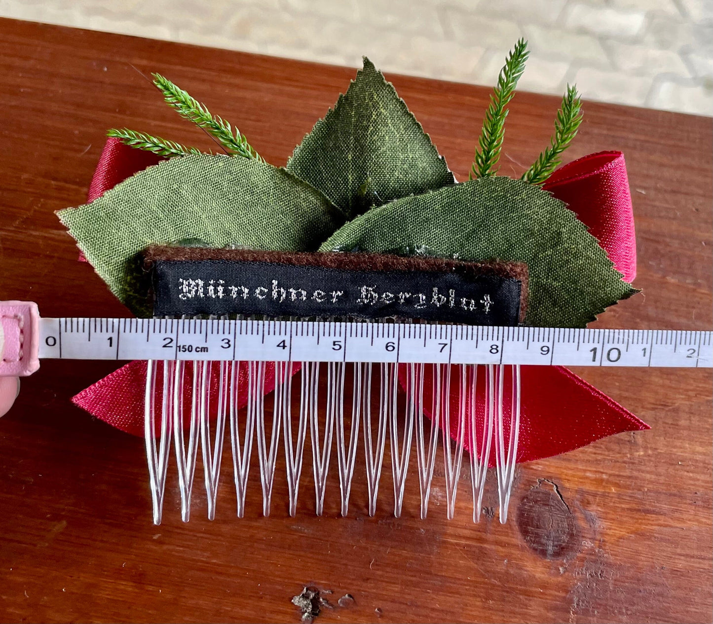 Haarschmuck, Haarkamm, Braut, Dirndl, Satin, rot Haarschmuck Münchner Herzblut