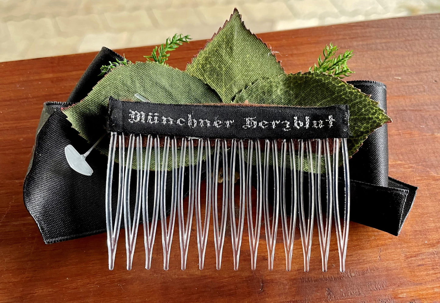 Haarschmuck, Haarkamm, Braut, Dirndl, Satin, Schwarz Haarschmuck Münchner Herzblut