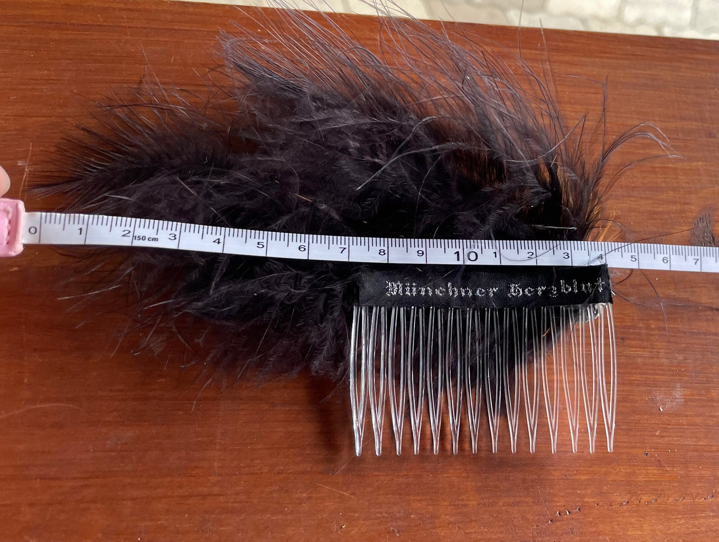 Haarschmuck, Haarkamm, Federn schwarz, braun Haarschmuck Münchner Herzblut