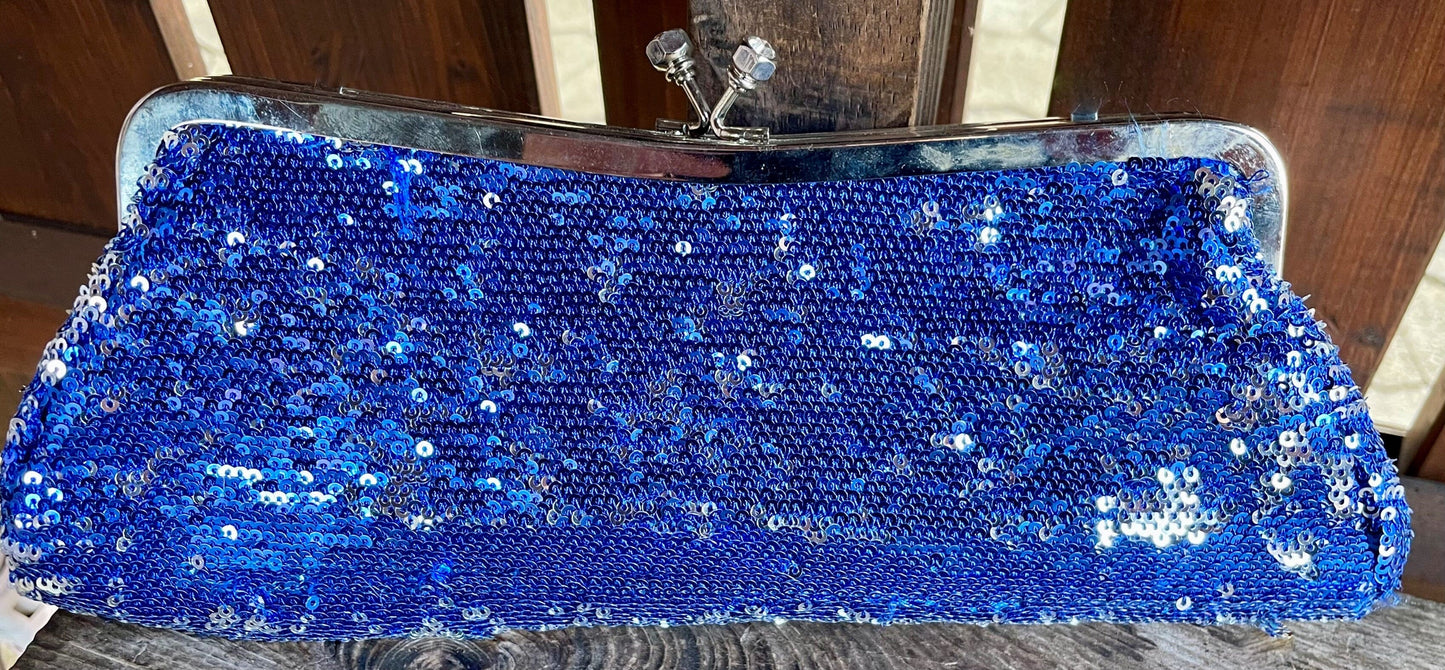 Handtasche, Tasche, Clutch Wende Pailletten blau Accessoires Hausmarke