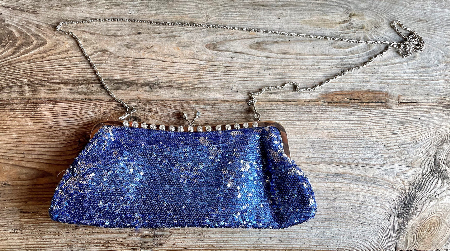 Handtasche, Tasche, Clutch Wende Pailletten blau Accessoires Hausmarke