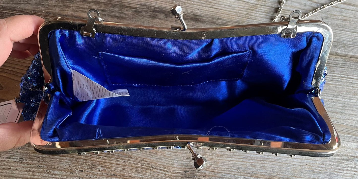Handtasche, Tasche, Clutch Wende Pailletten blau Accessoires Hausmarke