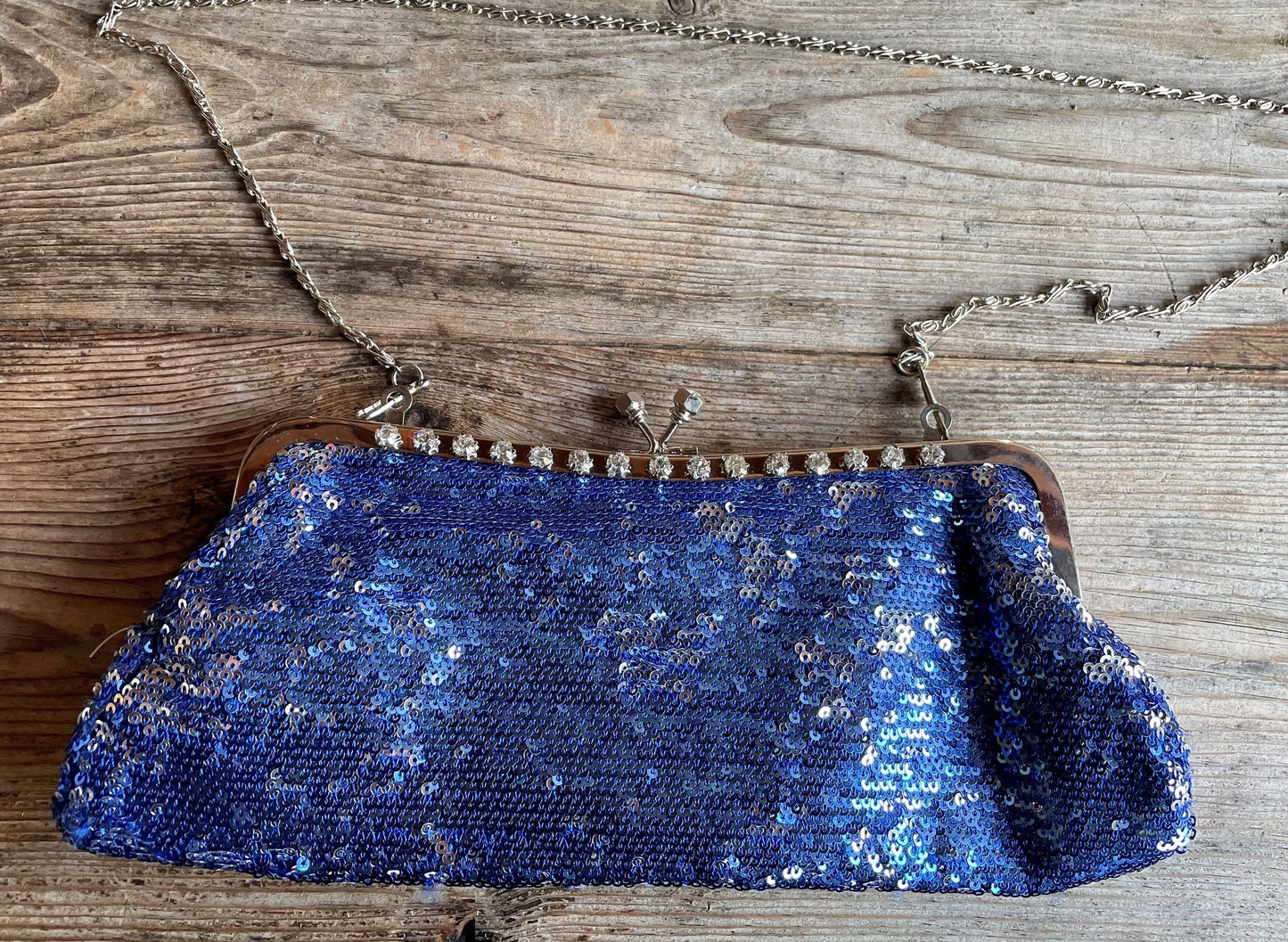 Handtasche, Tasche, Clutch Wende Pailletten blau Accessoires Hausmarke