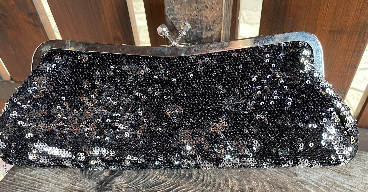 Handtasche, Tasche, Clutch Wende Pailletten schwarz Accessoires Hausmarke