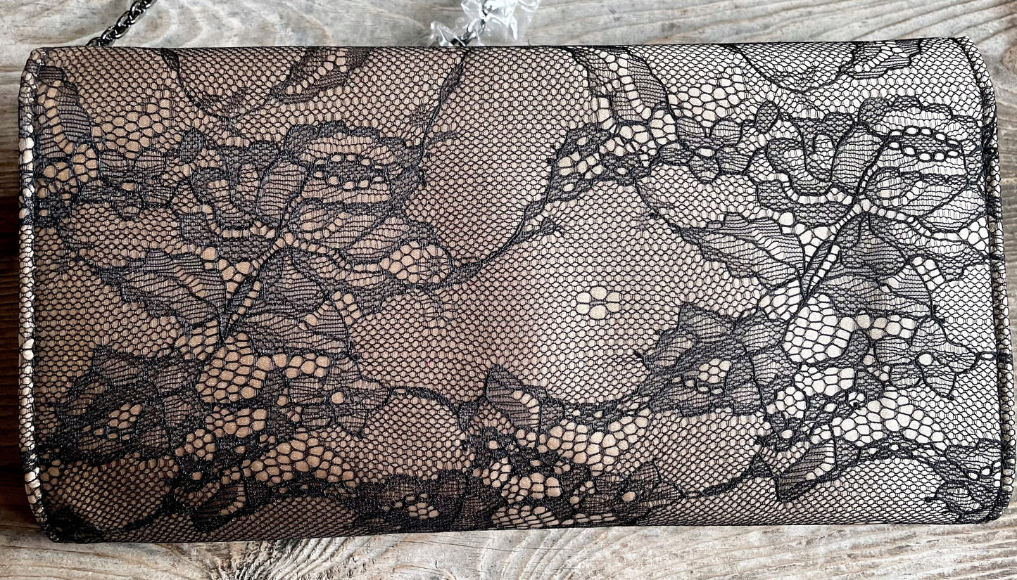 Handtasche, Umhängetasche, Menbur, schwarz, ecru Spitze Accessoires Menbur