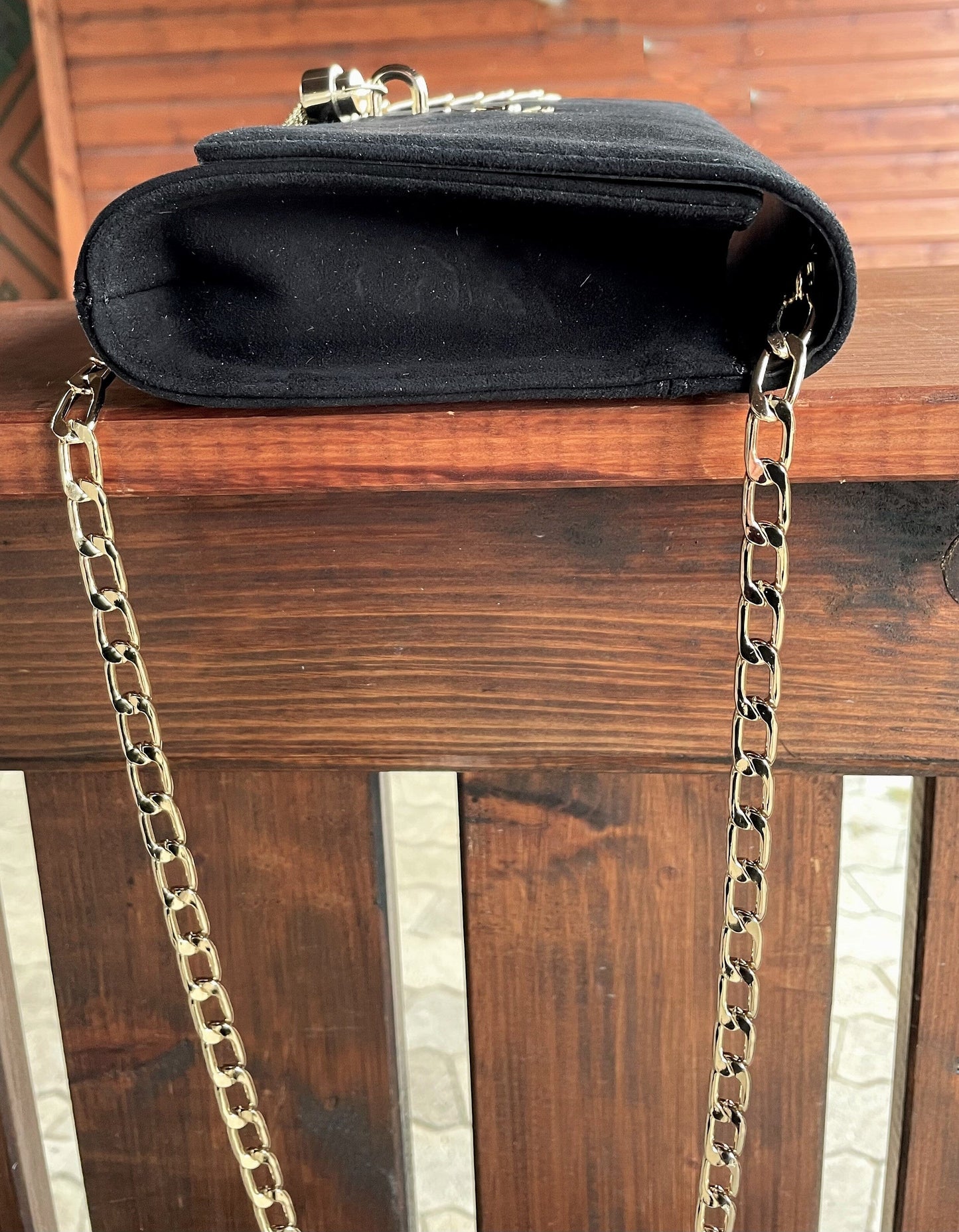 Handtasche, Umhängetasche, Menbur, schwarz Wildleder Accessoires Menbur