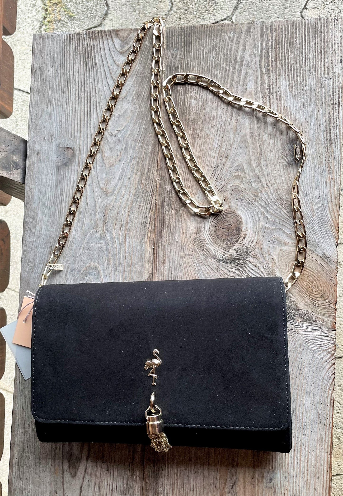 Handtasche, Umhängetasche, Menbur, schwarz Wildleder Accessoires Menbur