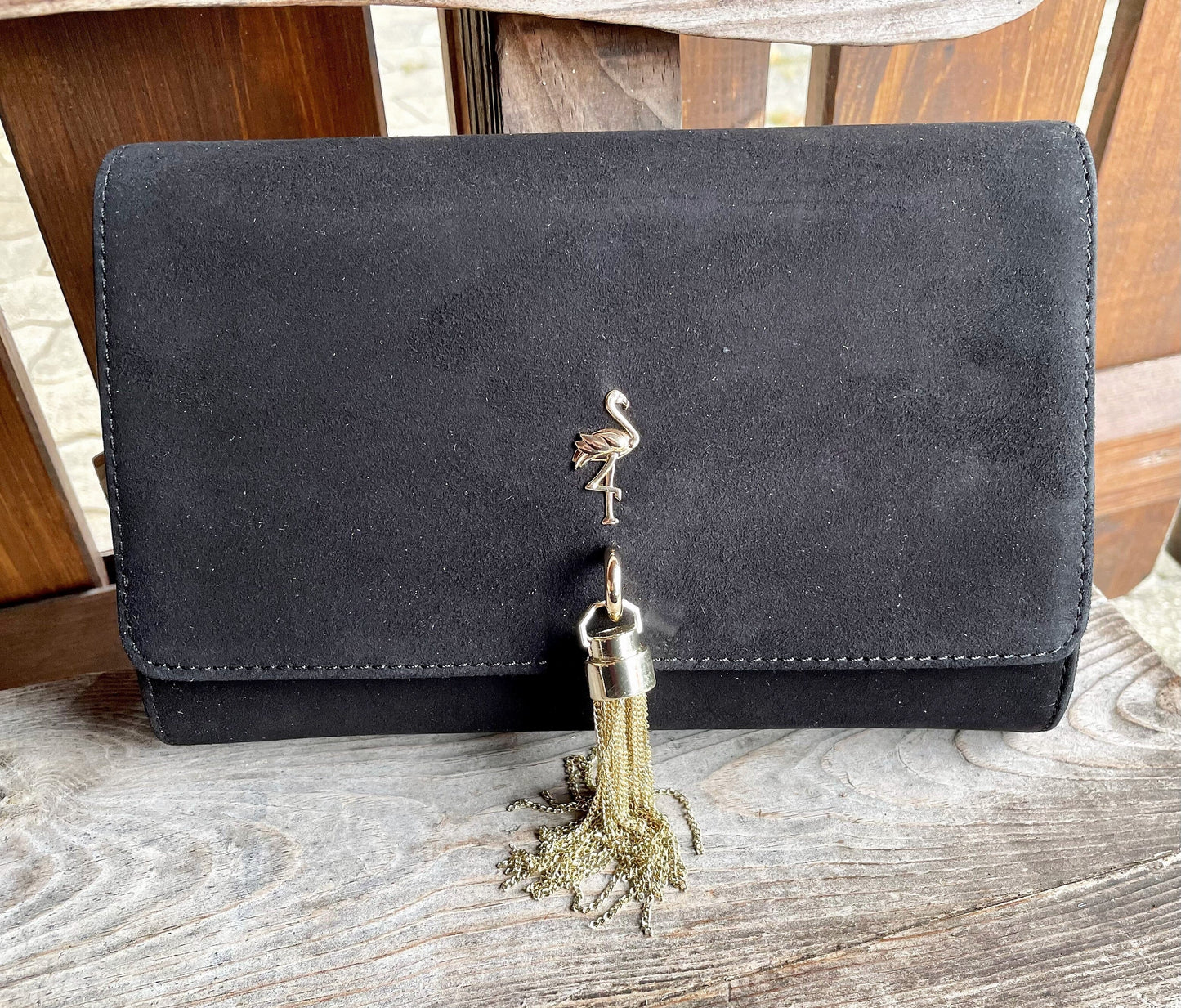 Handtasche, Umhängetasche, Menbur, schwarz Wildleder Accessoires Menbur