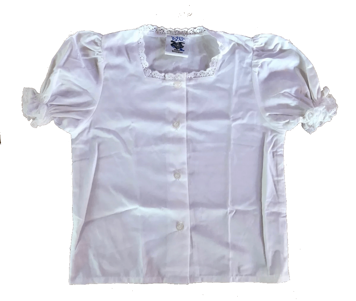 Kinder Bluse, Isar Trachten, weiß, lang, kurzarm Kinderbluse Isar Trachten